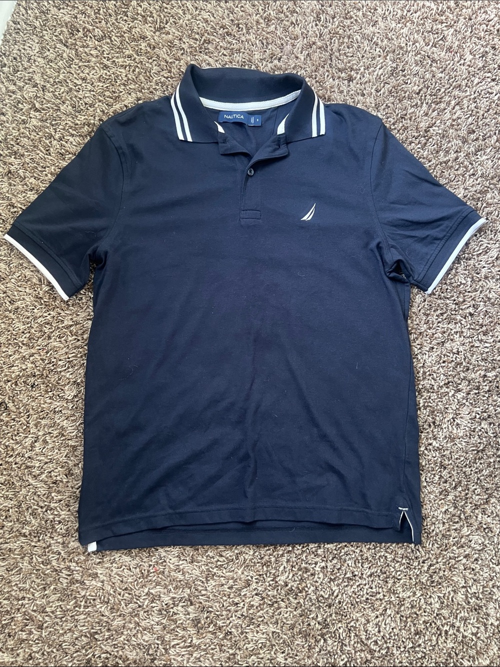 Nautica Men’s Navy Polo with White Contrast Trim